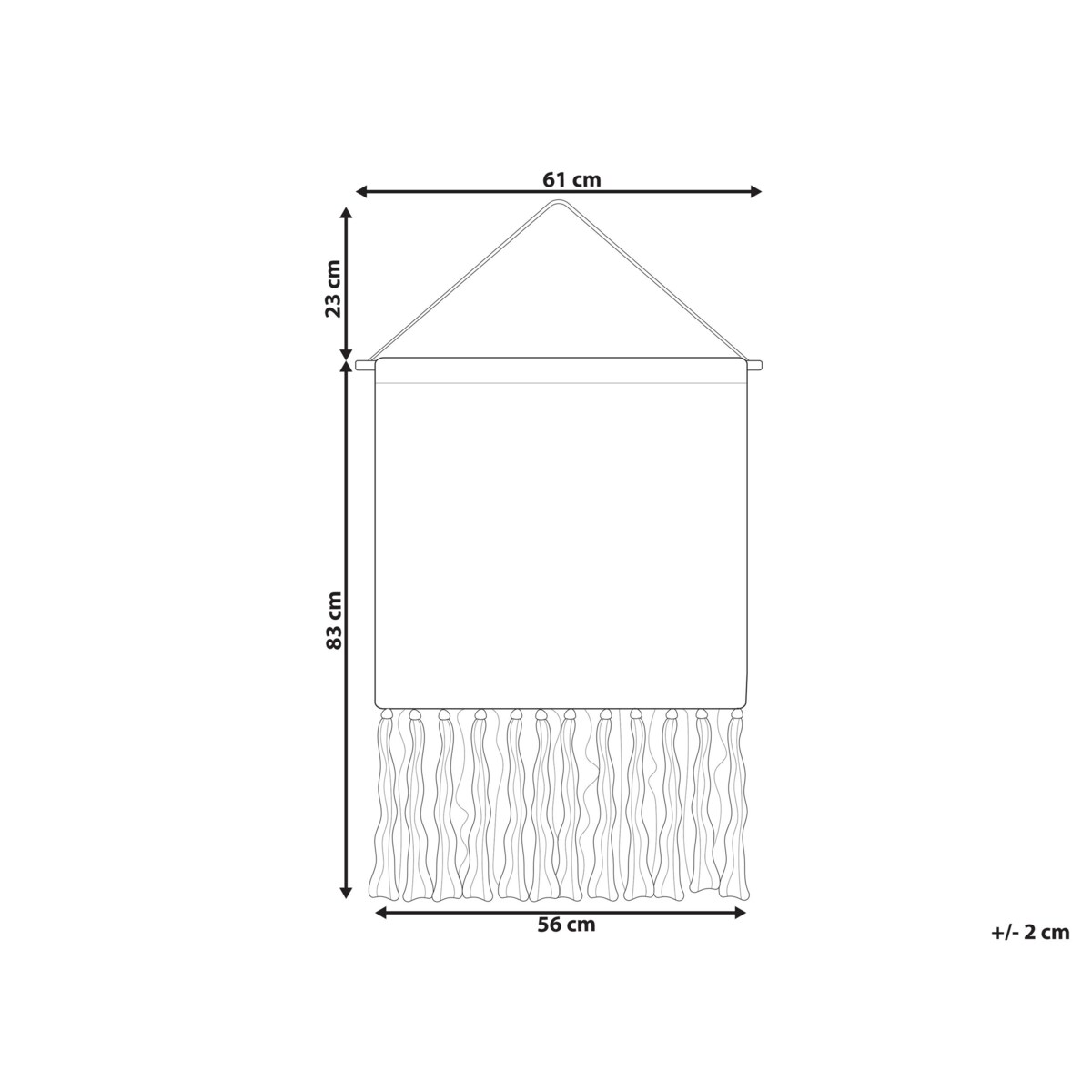 Dekoracja ścienna z frędzlami bawełniana czarno-pomarańczowa GOJRA