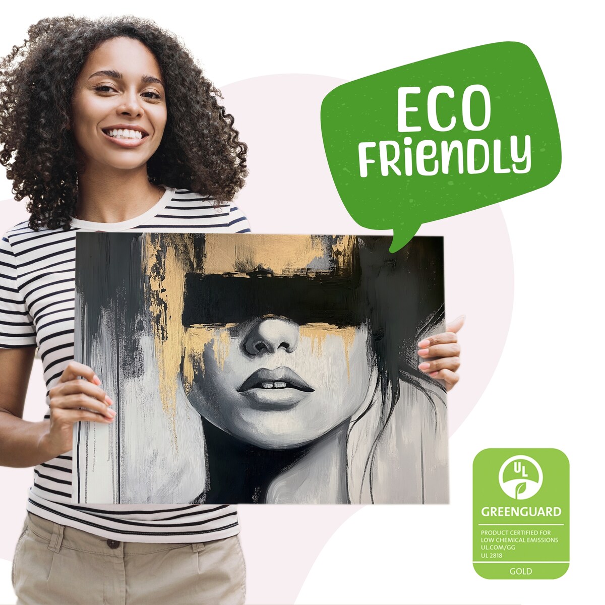 OBRAZ NA PŁÓTNIE DO SYPIALNI POTRTET W STYLU GLAMOUR ABSTRAKCJA 70x50cm