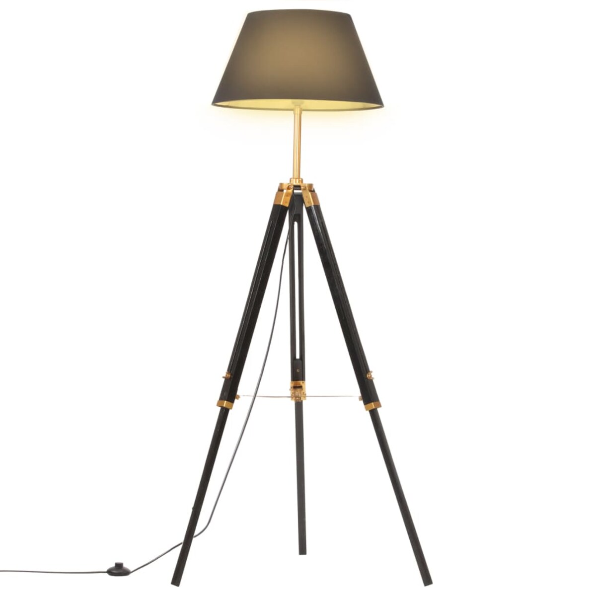 vidaXL Lampa podłogowa na trójnogu, czarno-złota, drewno, 141 cm