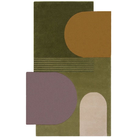 Dywan Wełniany Abstract Lozenge Zielony Wielokolorowy 200x290