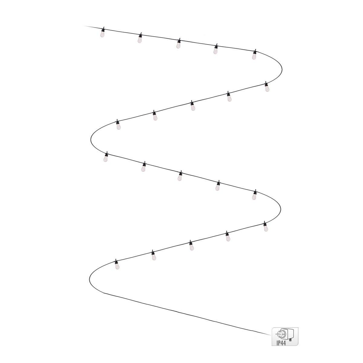 Lampki balkonowe na sznurze 12,5 m, 20 lampek, ciepłe światło LED