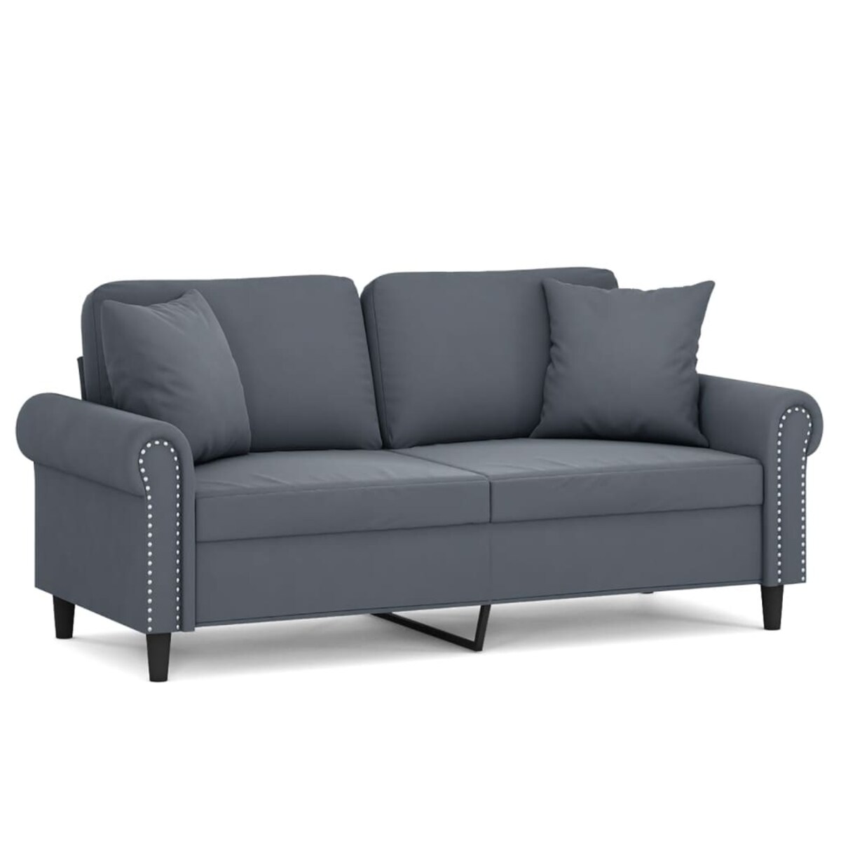 vidaXL 2-osobowa sofa z poduszkami, ciemnoszara, 140 cm, aksamit