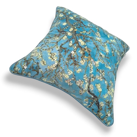 Niebieska poduszka dekoracyjna w kwiaty 45x45 cm Sakura
