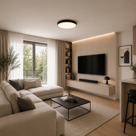 Lampa Sufitowa Łazienkowa Tk Lighting Velis Czarny Plafon Led 40W Ip54 Zmienna Barwa, Ściemniany