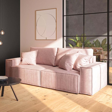 Melow 3-osobowa rozkładana sofa - różowa