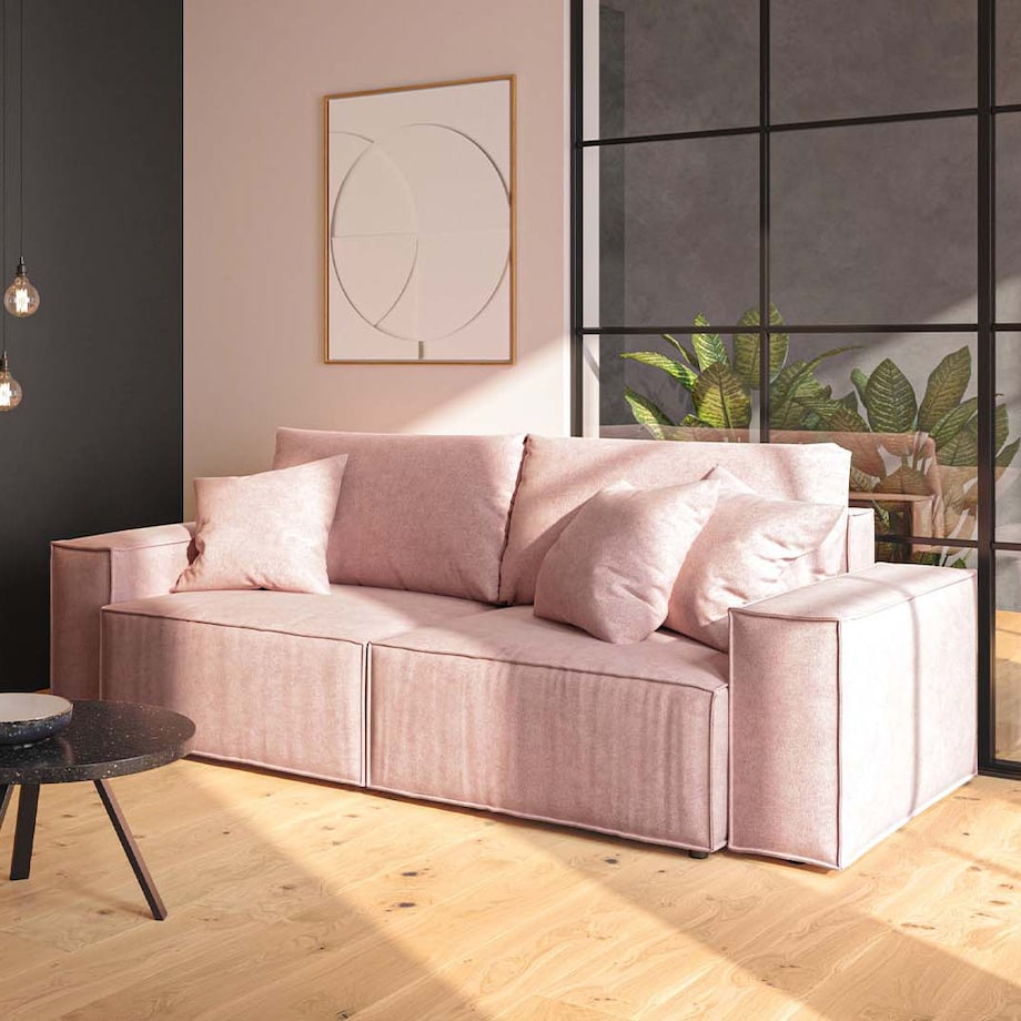 Melow 3-osobowa rozkładana sofa - różowa