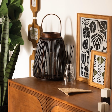 Lampion czarny z uchwytem Hopia 31 cm