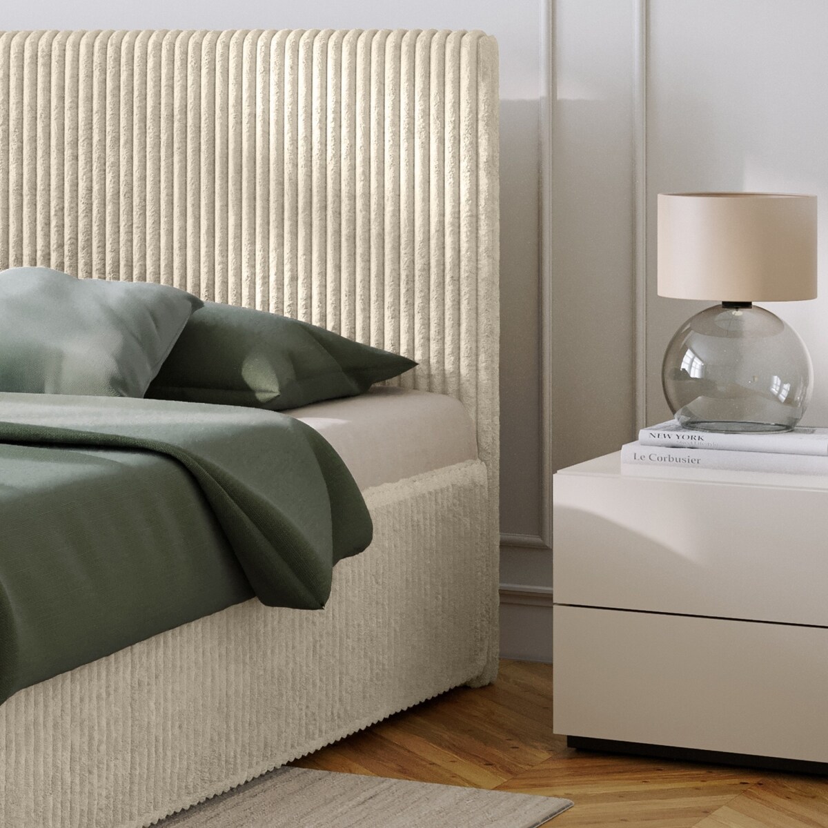 Łóżko tapicerowane 160x200 cm kremowe sztruks Gimma