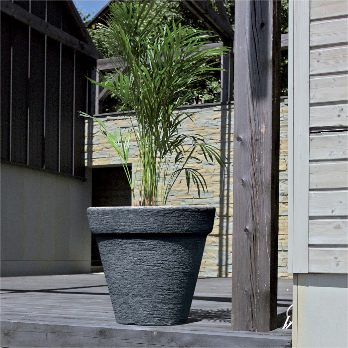 Doniczka Donica Ogrodowa 45 Cm Efekt Cegły Okrągła Na Taras Do Ogrodu Domu Antracytowa