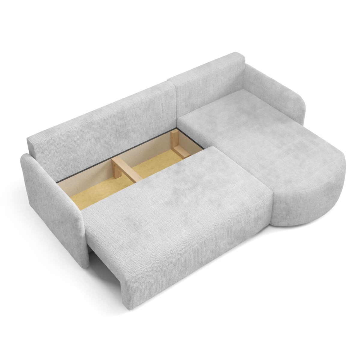 Nowoczesny Narożnik BON z funkcją spania, obity tkanina Cremona śmietankowy