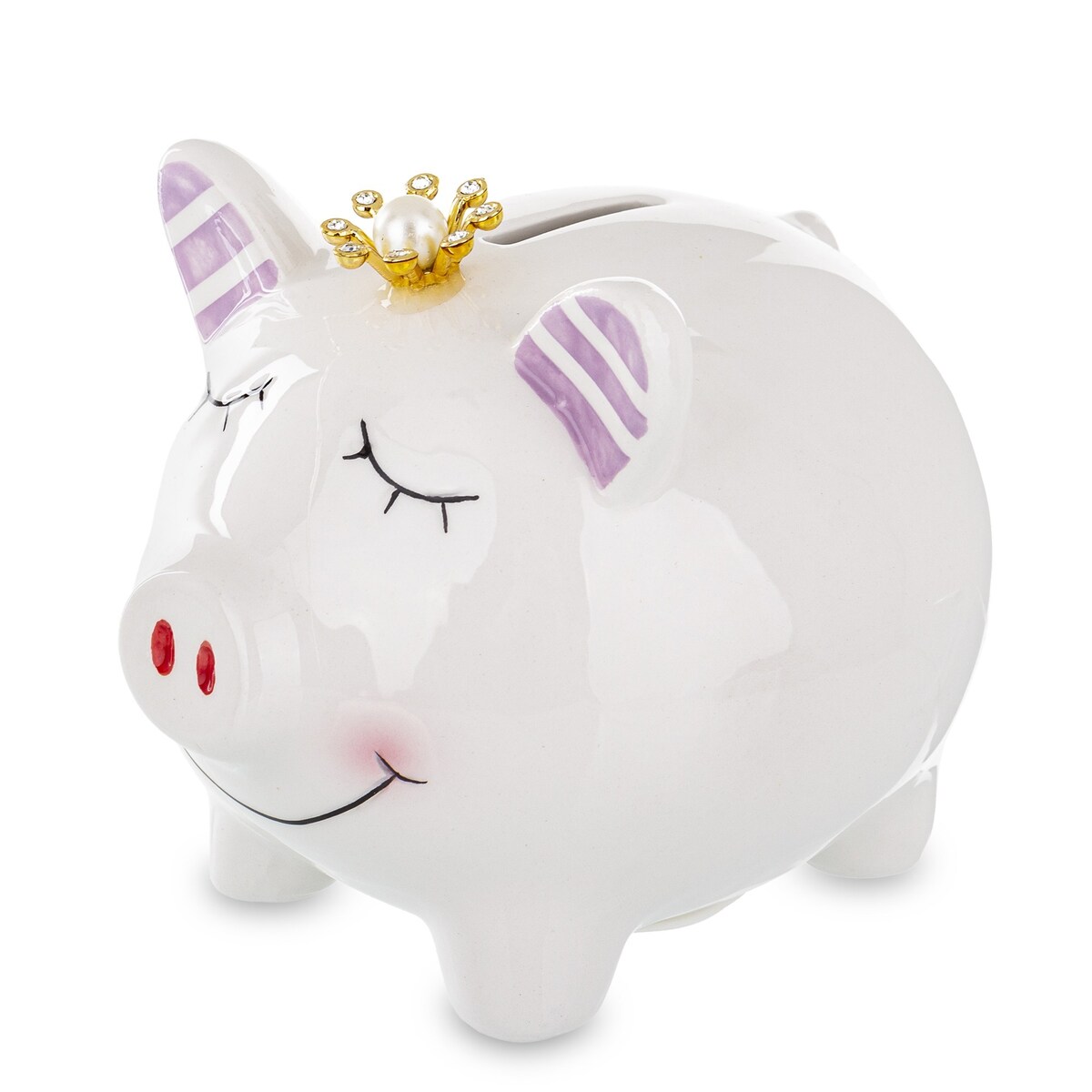 Skarbonka ceramiczna - 10,5x9,5x12,5 cm świnka PIGGY biała