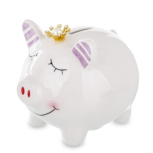 Skarbonka ceramiczna - 10,5x9,5x12,5 cm świnka PIGGY biała