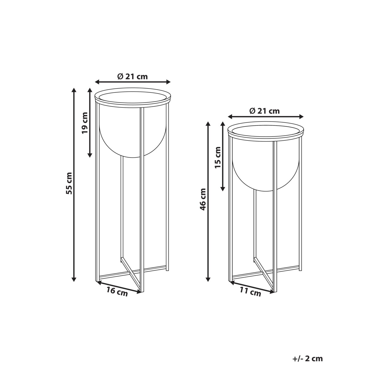 Zestaw 2 doniczek na stojaku metalowe czarne THUJA