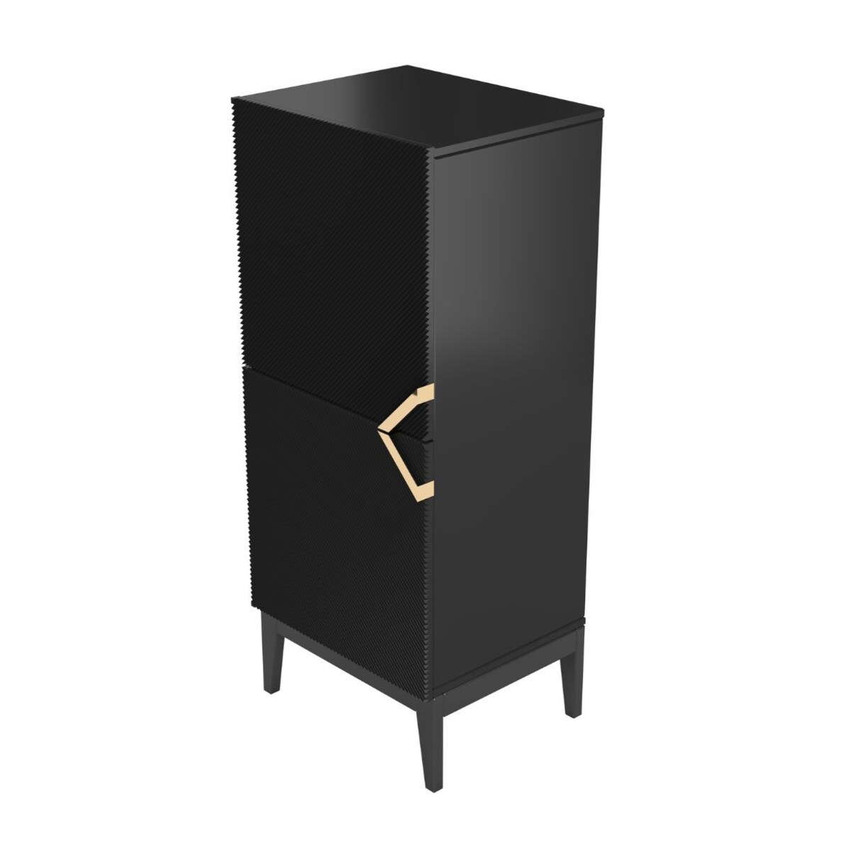 Drewniana komoda Visby DEMI HIGH 2D / kolor czarny / szer. 50,5 cm