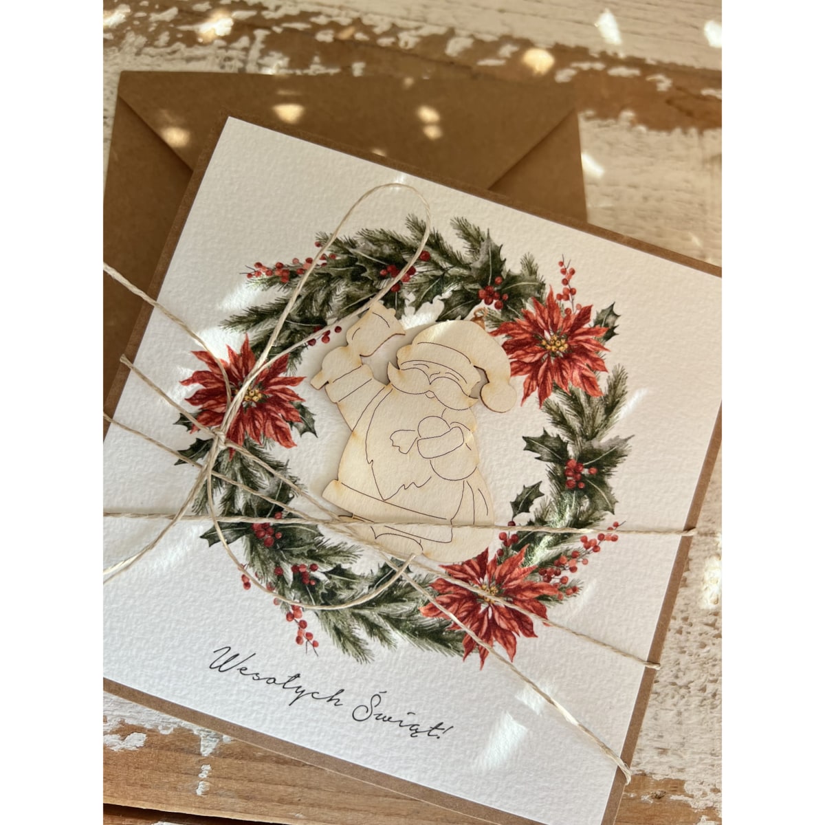 Kartka świąteczna ręcznie robiona na Boże Narodzenie