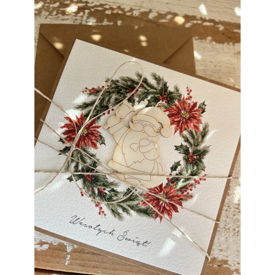Kartka świąteczna ręcznie robiona na Boże Narodzenie