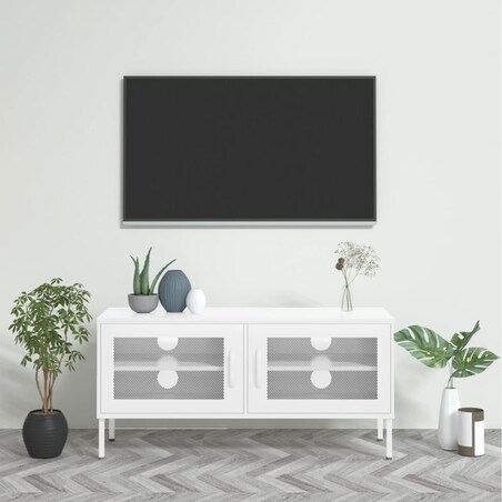 vidaXL Szafka pod telewizor, biała, 105x35x50 cm, stalowa