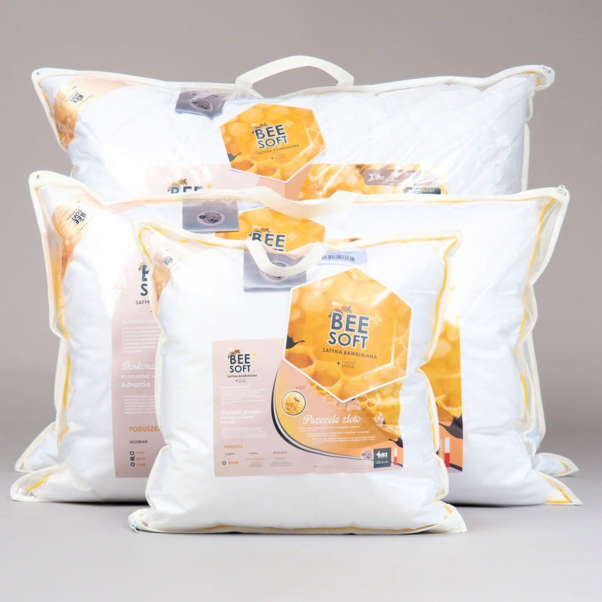 Poduszka Bee Soft Satyna Bawełniana Gładka, 40 x 40 cm, AMZ