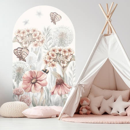 Naklejka na ścianę łuk Polne kwiaty XXL