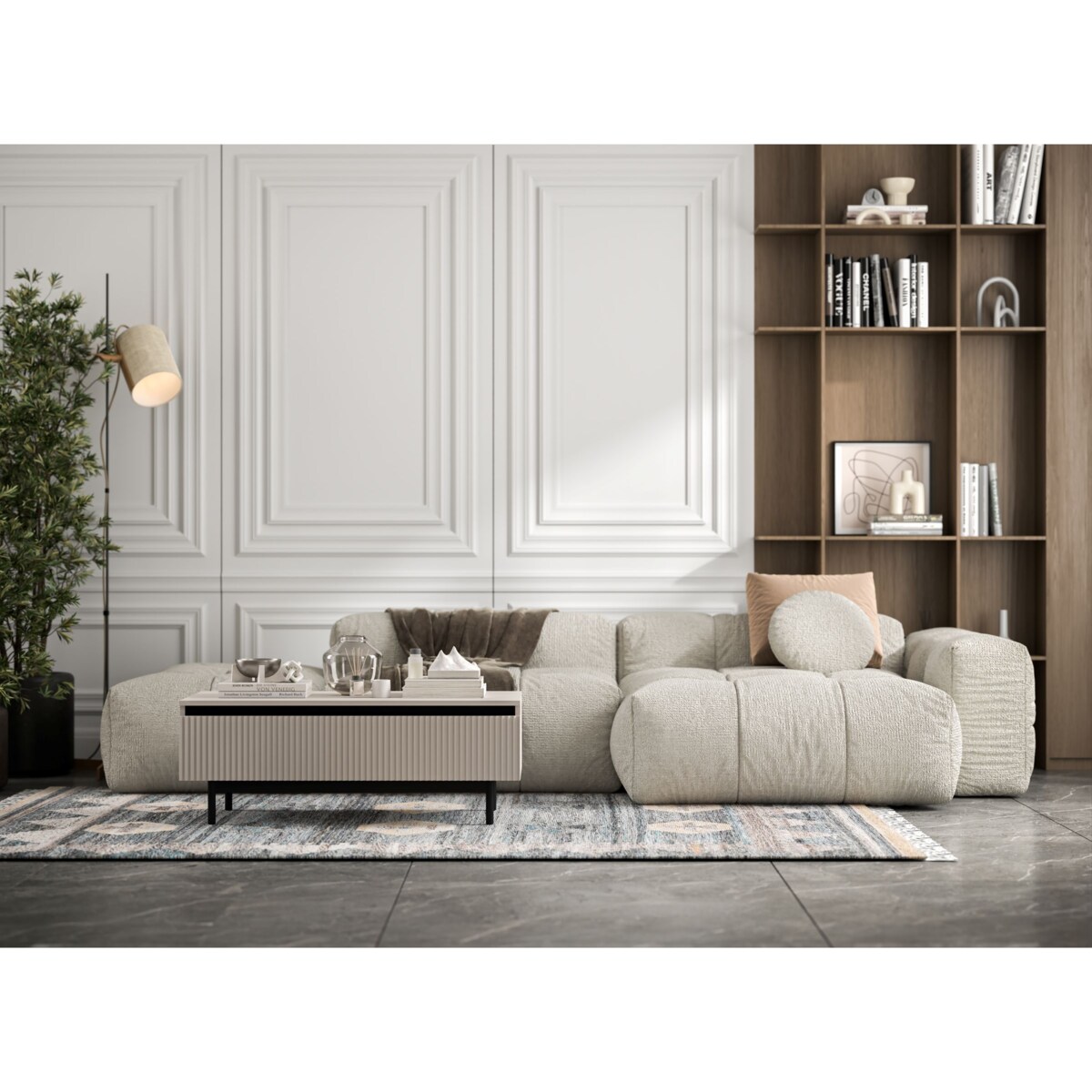 Stolik kawowy Glamour prostokątny elegancka ława Kaszmir Mat Czarny Stelaż 109 cm