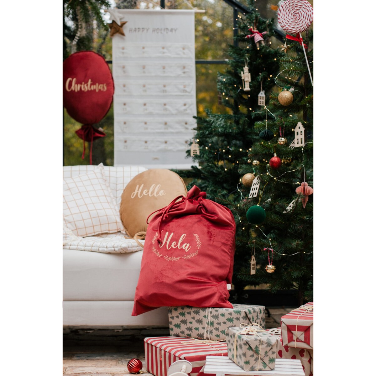 Christmas bag carmin red - WŁASNY TEKST