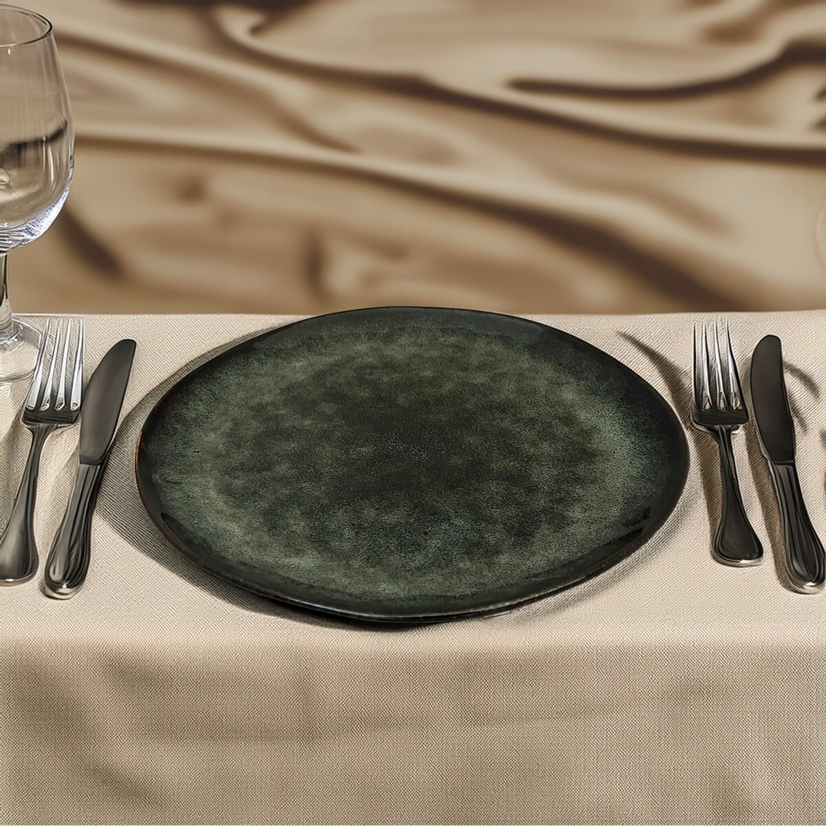 TALERZ OBIADOWY 28cm ZIELONY ceramiczny płaski płytki na sztuki okrągły