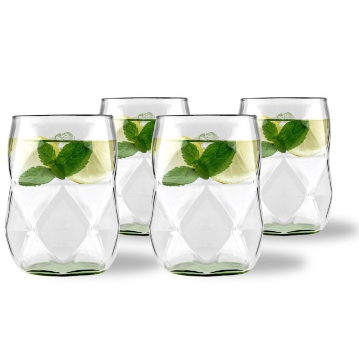 Komplet 4 szklanek z zielonym dnem 450 ml Geo Fondo Green 32194