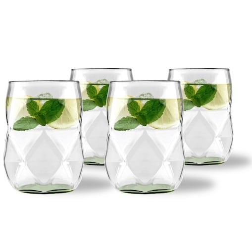 Komplet 4 szklanek z zielonym dnem 450 ml Geo Fondo Green 32194