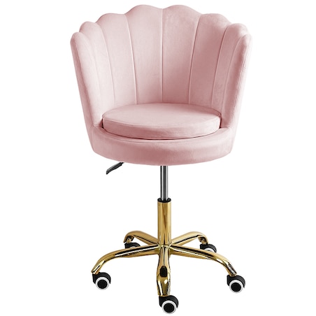 Fotel obrotowy krzesło muszelka welurowy do biurka toaletki różowy shell