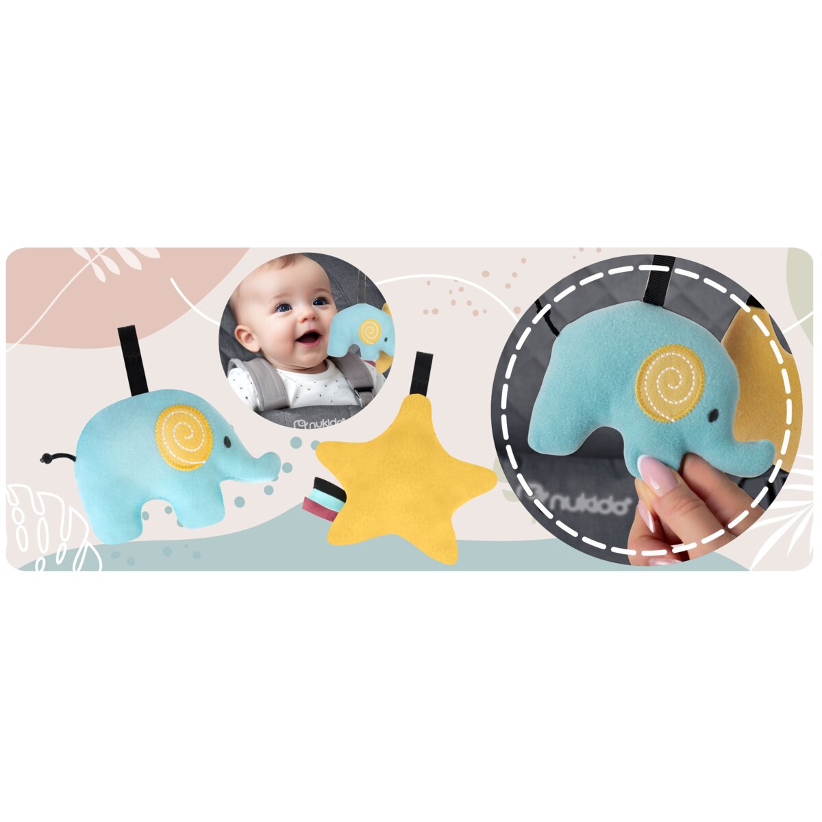 Leżaczek bujany z zabawkami składany bujaczek kołyska Nukido