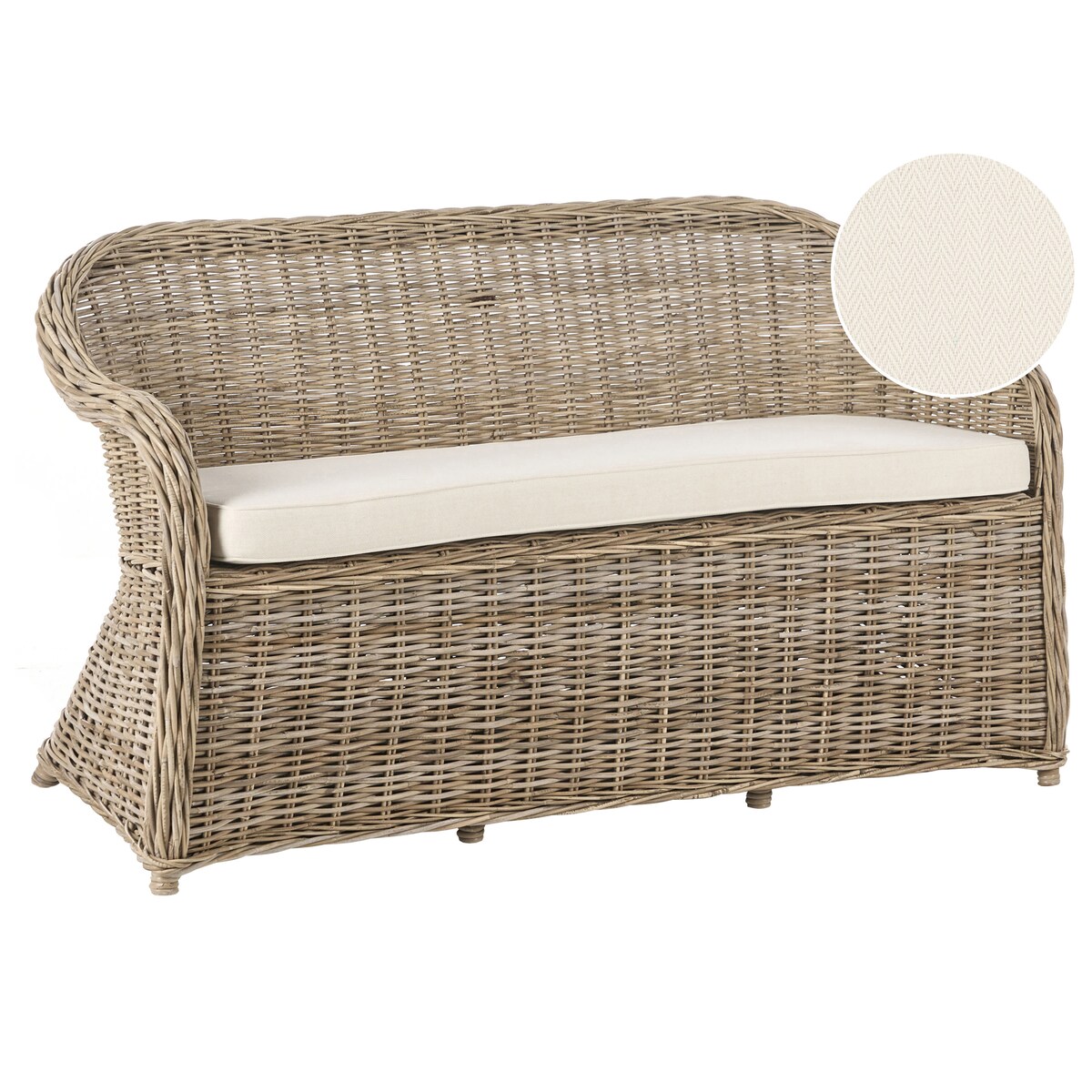 Ławka ogrodowa z poduchą SUSUA 150 cm Rattan Naturalny