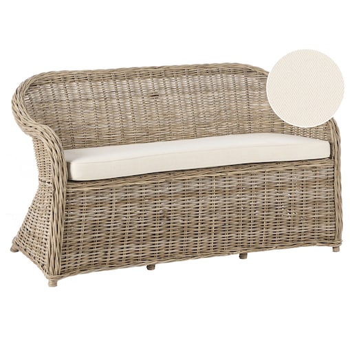 Ławka ogrodowa z poduchą SUSUA 150 cm Rattan Naturalny