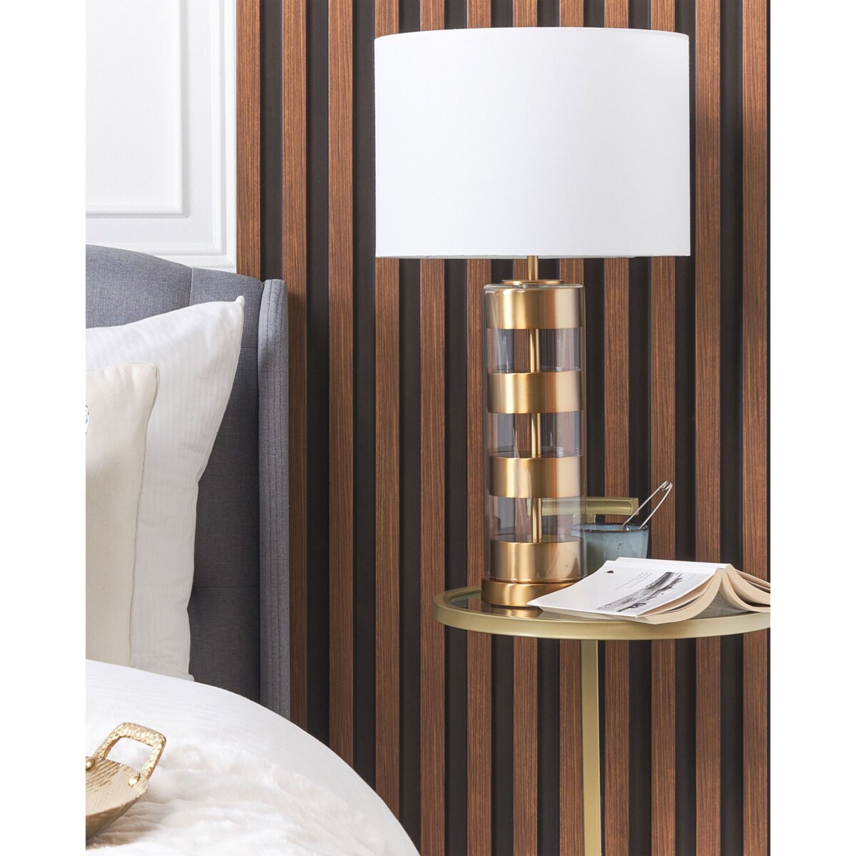 Lampa stołowa szklana złota BEATTON