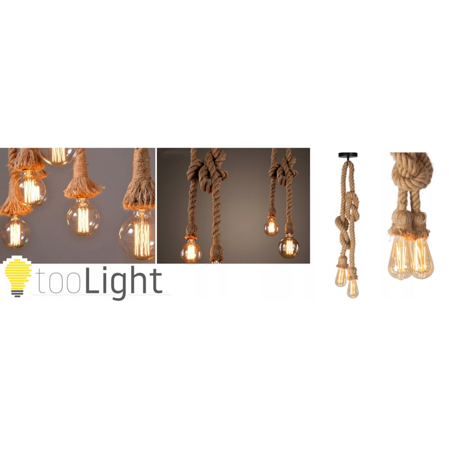 Lampa Sufitowa Wisząca Sznur Lina Podwójna Retro