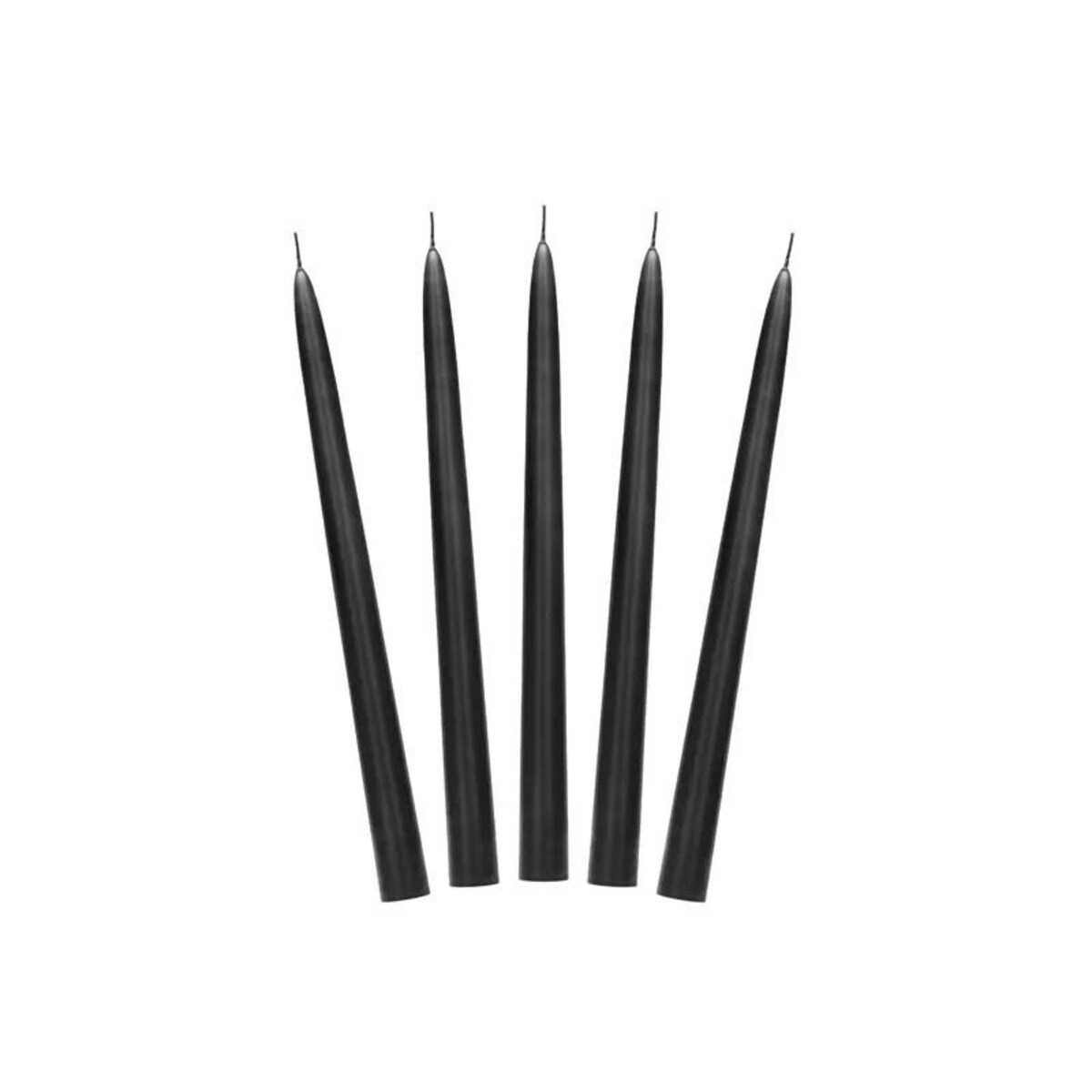 Świeca stożkowa matowa, czarny, 24cm