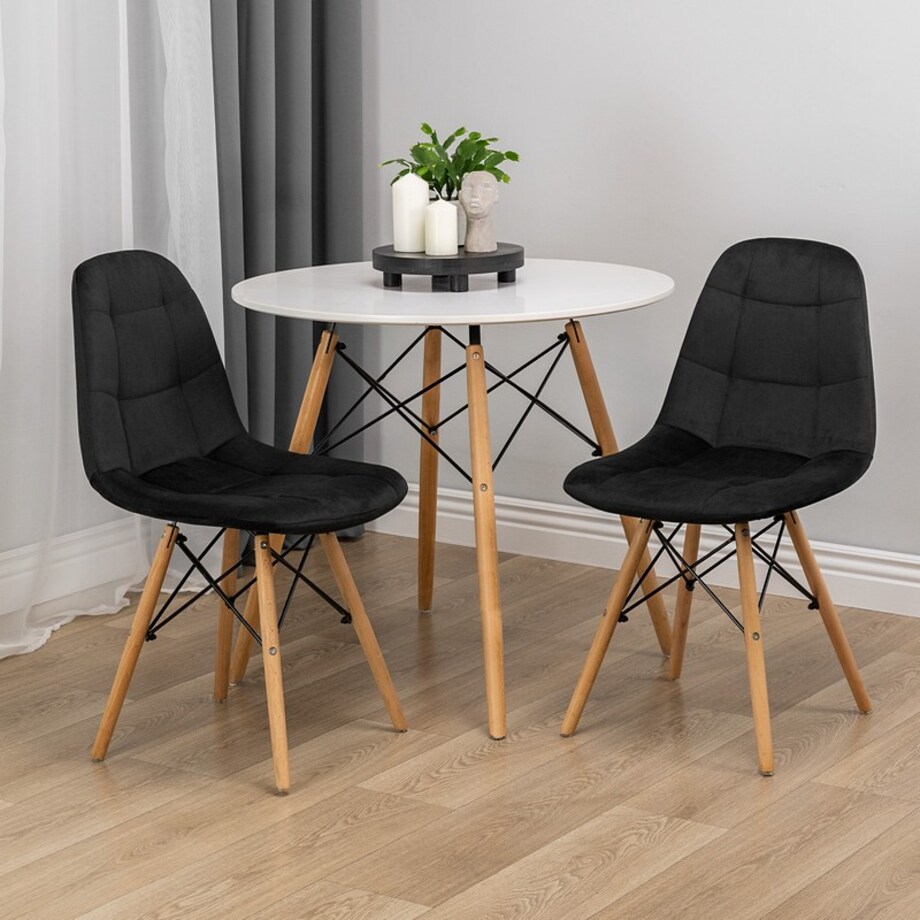 Krzesło tapicerowane skandynawskie nowoczesne welurowe czarne