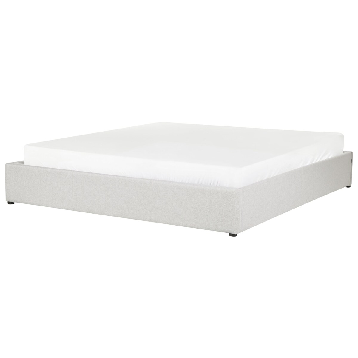 Łóżko z pojemnikiem tapicerowane 180 x 200 cm jasnoszare DINAN