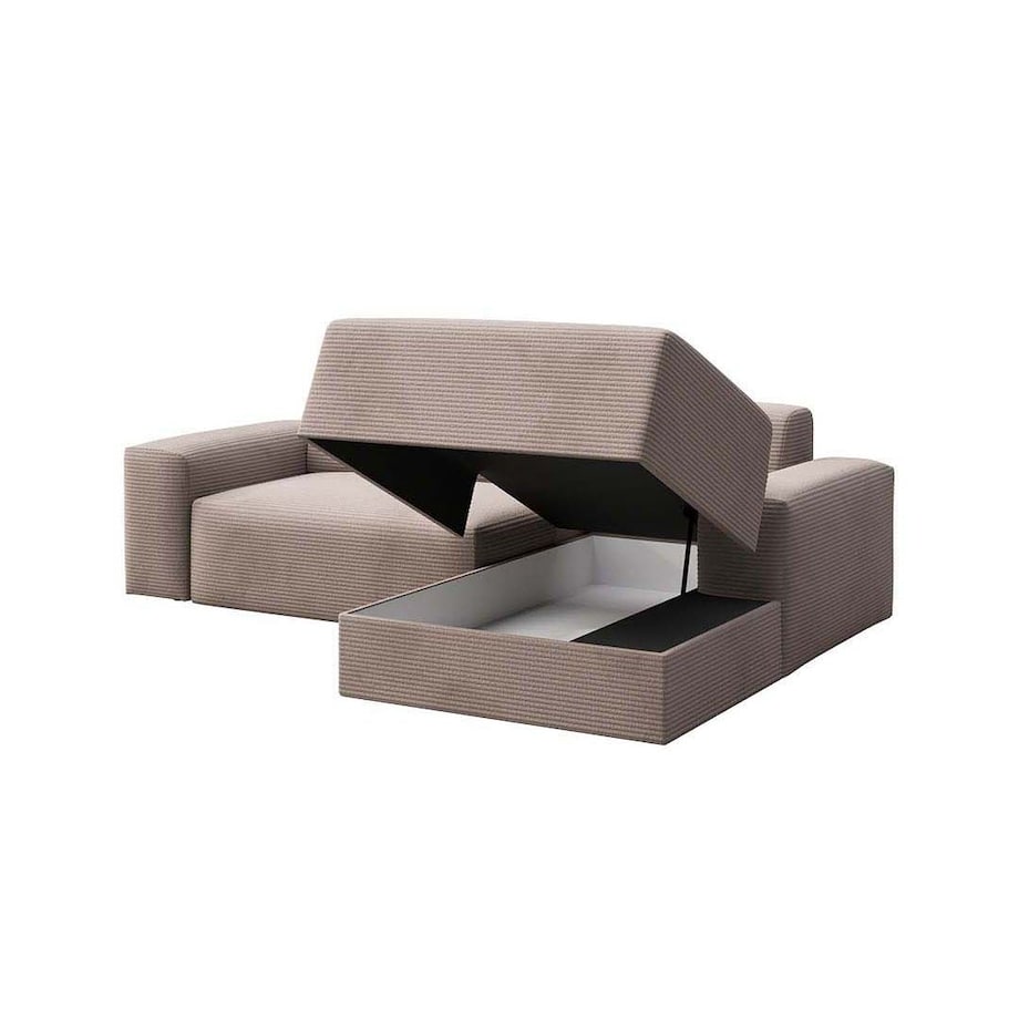 Villet Sofa narożna prawa z funkcją spania i pojemnikiem ecru