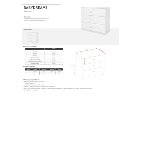 Komoda babydreams biała bez wzoru