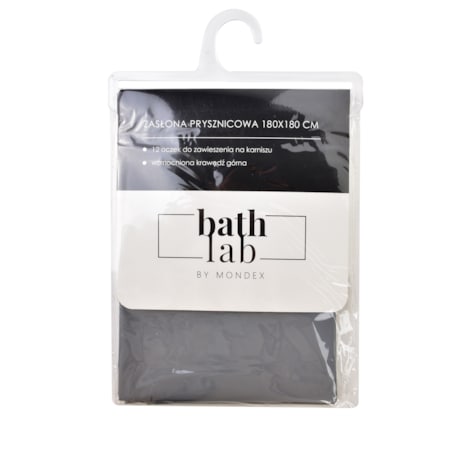 ZAC GREY Zasłona prysznicowa 180x180cm12 oczek