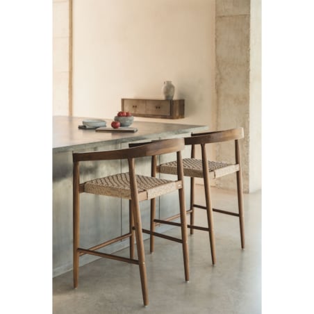 Krzesło barowe z drewna tekowego, kpl. 2 szt. ,65 cm, Visby