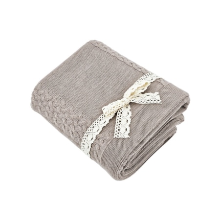 Koc dzianinowy z wełny MERINO 150x200 cm – FLORENCE NUDE