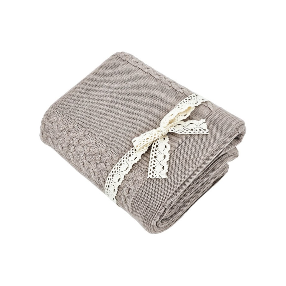 Koc dzianinowy z wełny MERINO 150x200 cm – FLORENCE NUDE