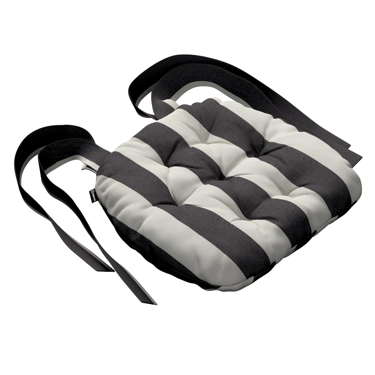 Poduszka na krzesło Marcin, biało-grafitowe pionowe pasy (5,5cm), 40 x 37 x 8 cm, Quadro