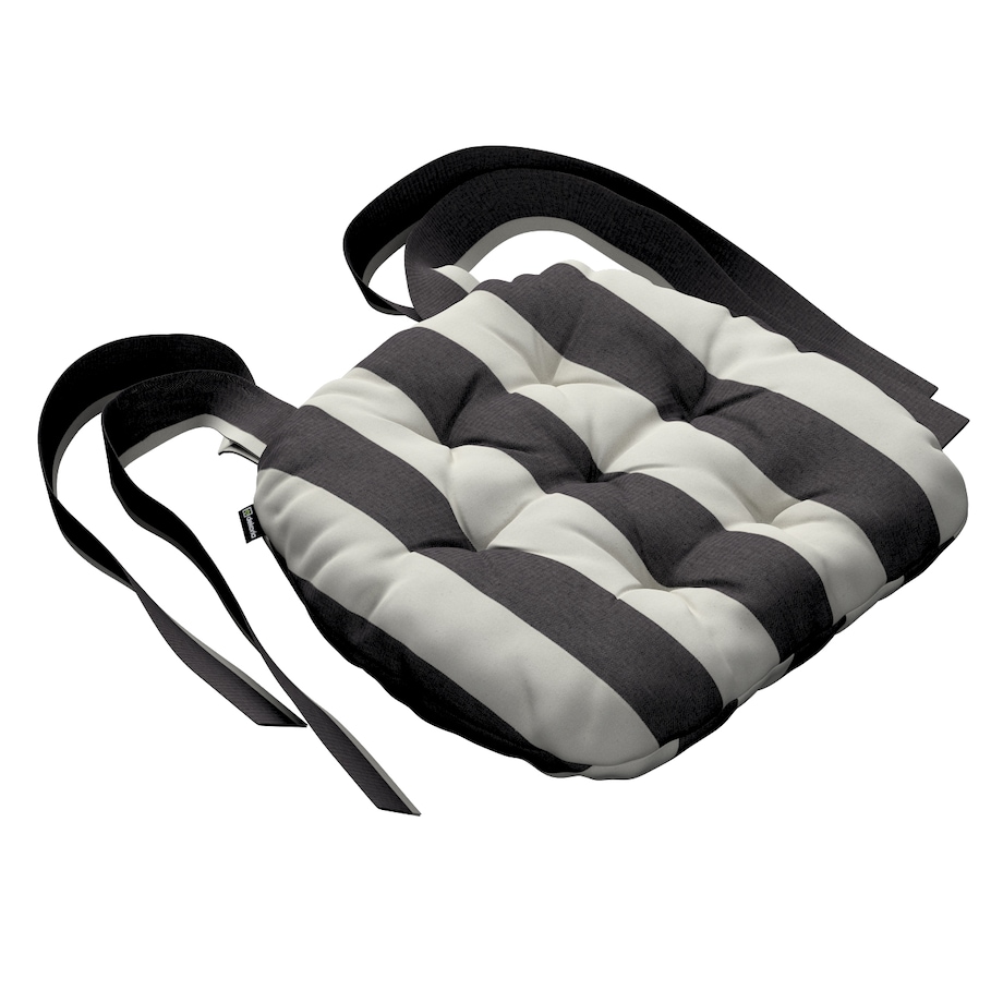 Poduszka na krzesło Marcin, biało-grafitowe pionowe pasy (5,5cm), 40 x 37 x 8 cm, Quadro