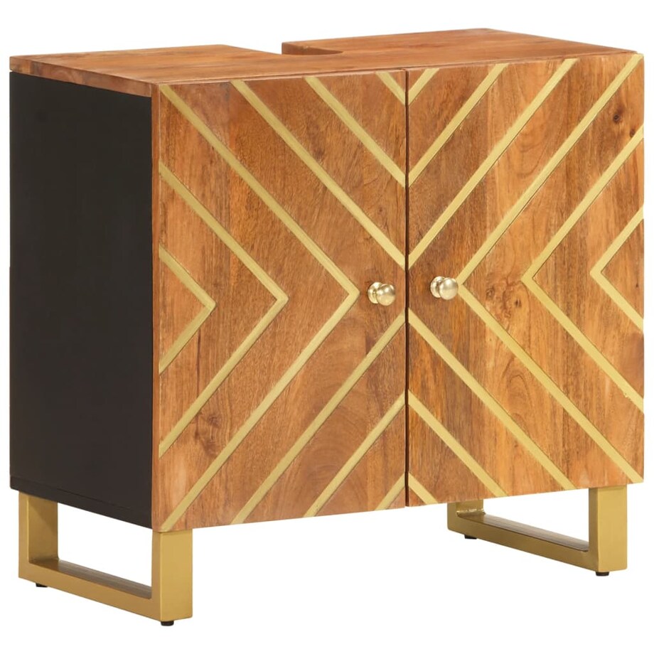 vidaXL 5-cz. zestaw mebli łazienkowych, brązowo-czarny, drewno mango