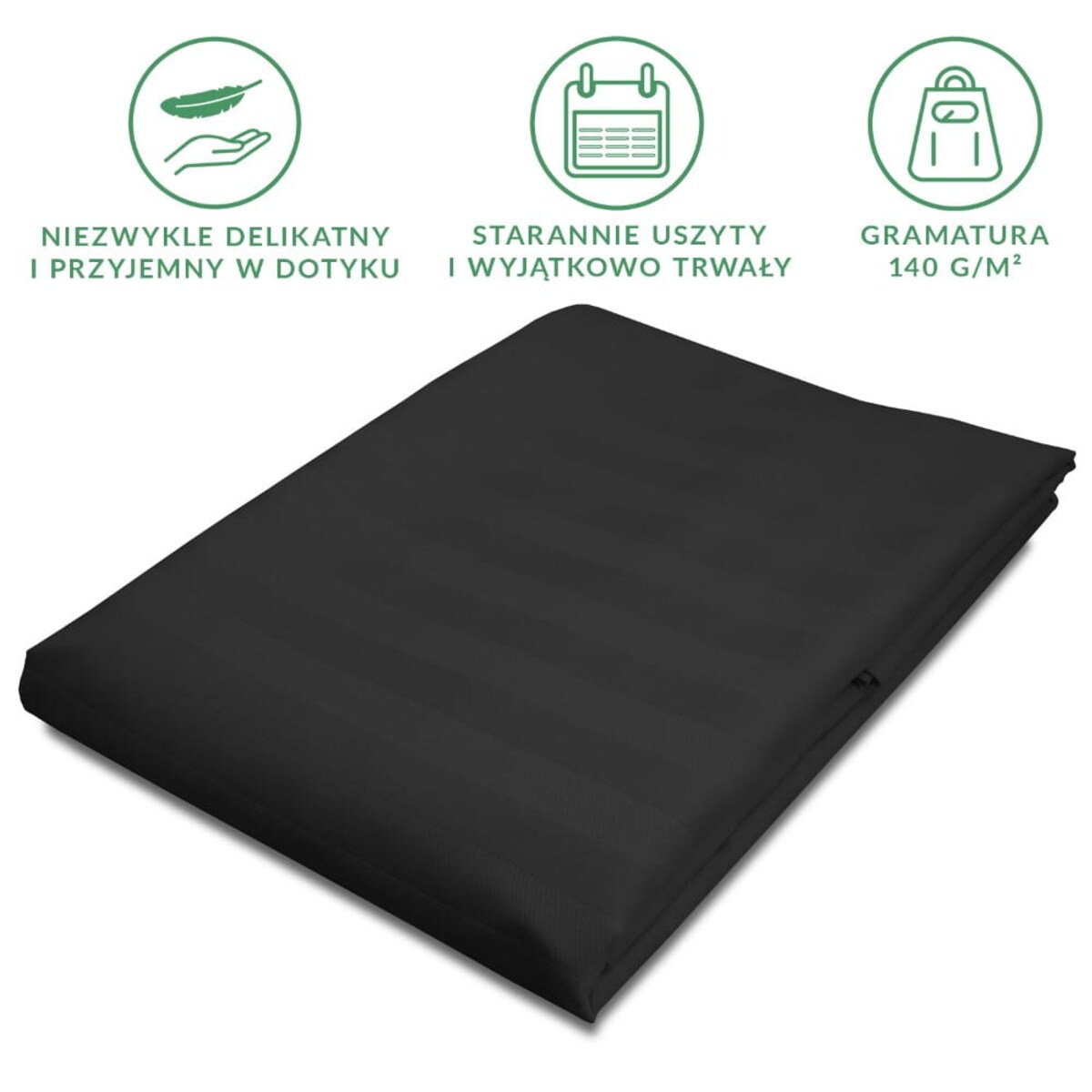 Prześcieradło bambusowe satyna bawełniana 160x240 Bamboo paski, czarne