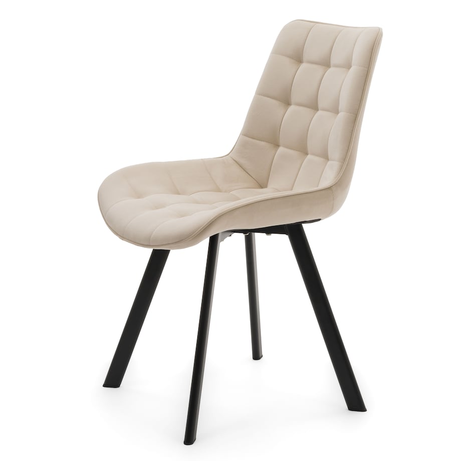 KRZESŁO TAPICEROWANE WELUROWE DO SALONU JADALNI GLAMOUR BEŻOWE TORI