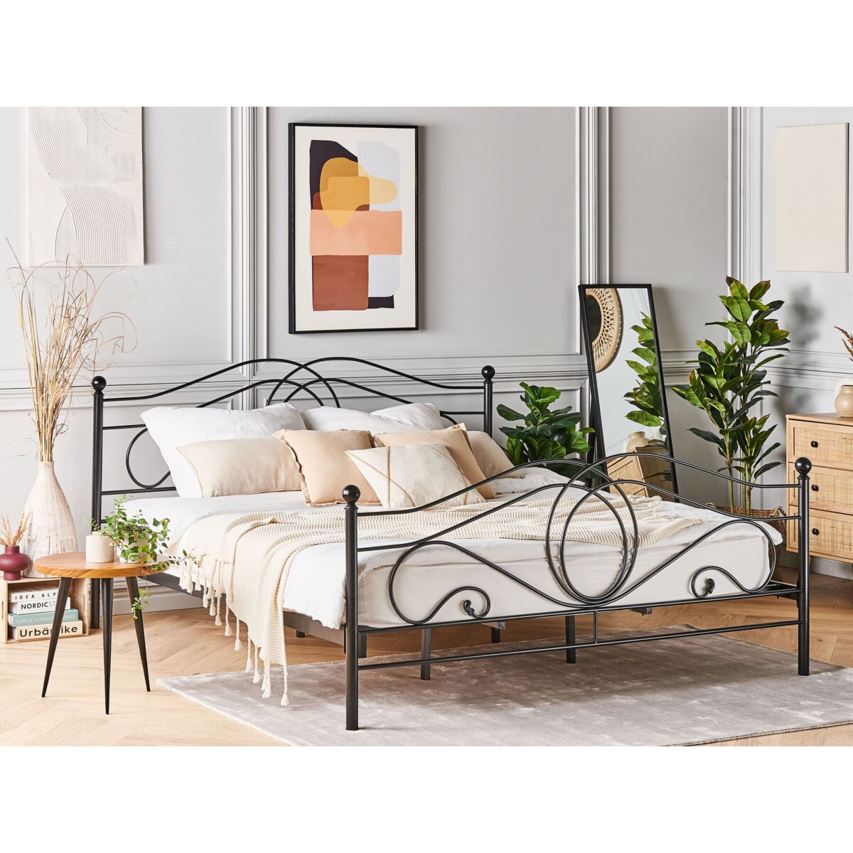 Łóżko metalowe 180 x 200 cm czarne LYRA