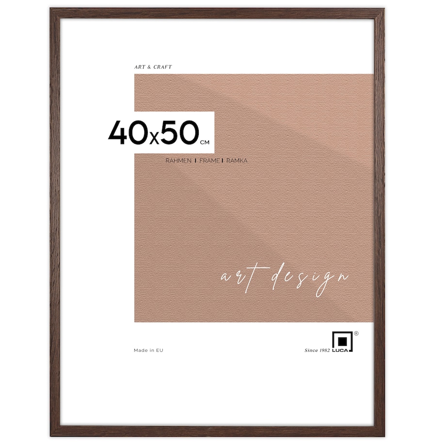 Brązowa ciemna ramka na zdjęcia 40x50 cm wisząca poziom pion rama MDF z plexi klasyczna ramka